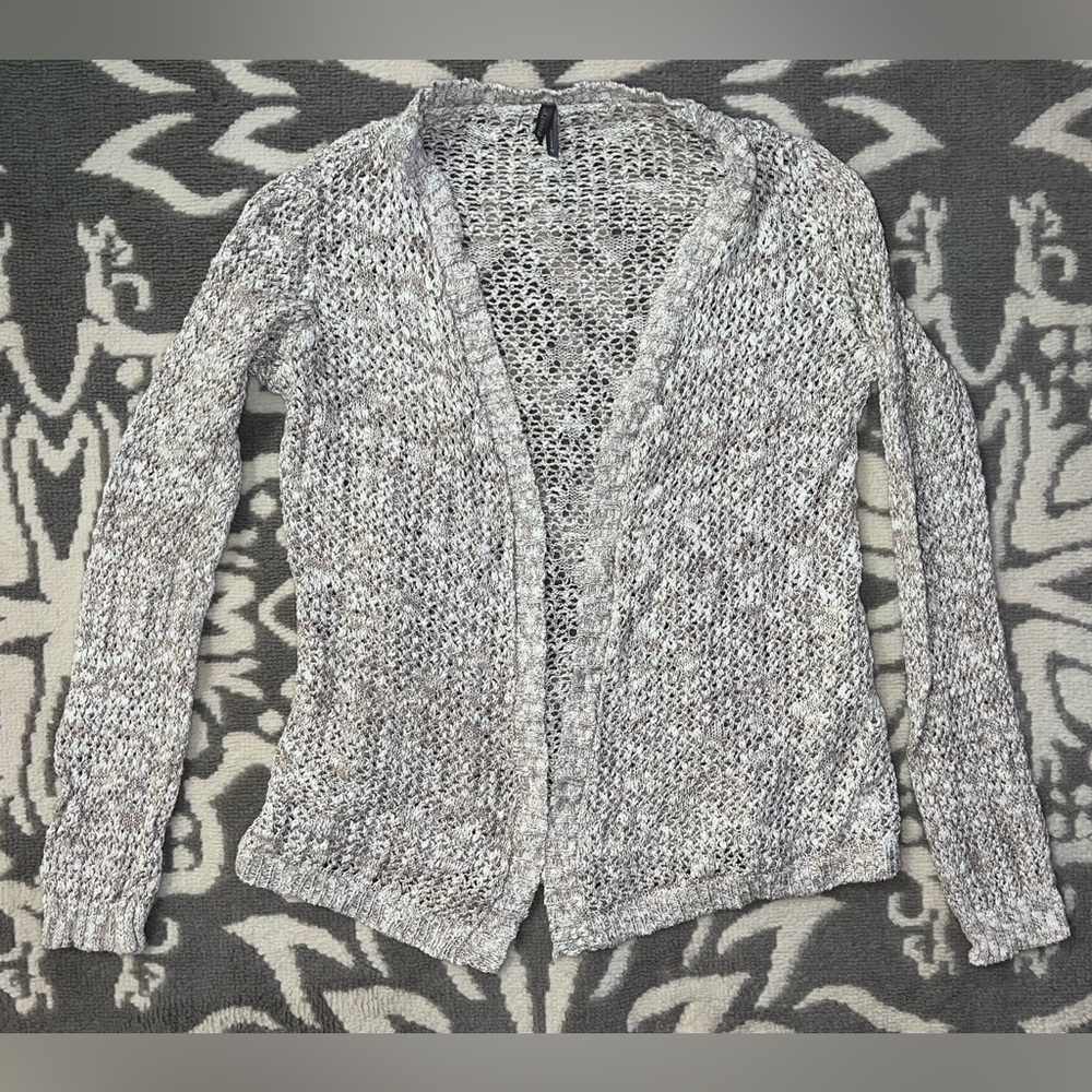 Vanity Crochet Knit Cream Cardigan Size M Medium